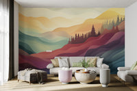 Colorful Abstract Mountain Wall Mural - Wallanza