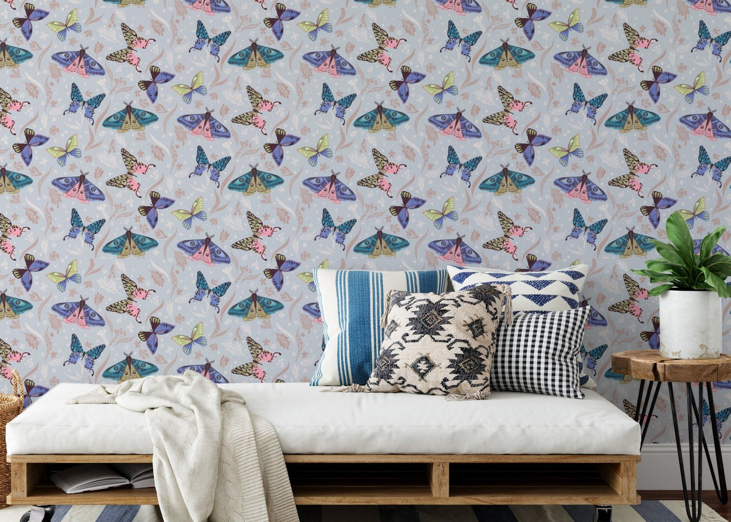 Colorful Butterfly Pattern Wallpaper Mural - Wallanza