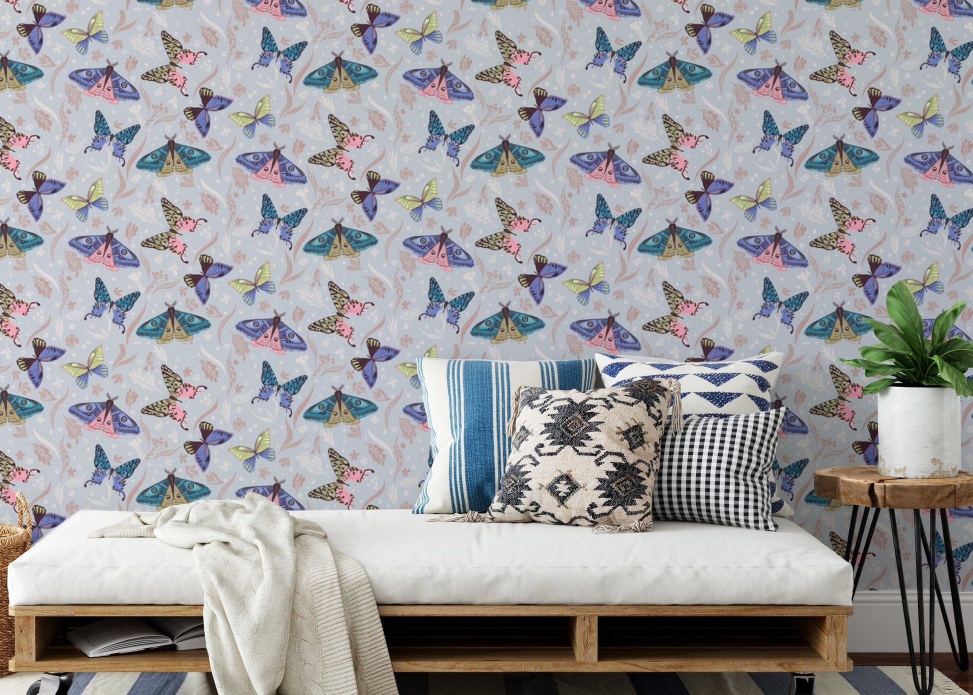 Colorful Butterfly Pattern Wallpaper Mural - Wallanza