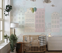 Colorful Cityscape Wall Mural - Wallanza