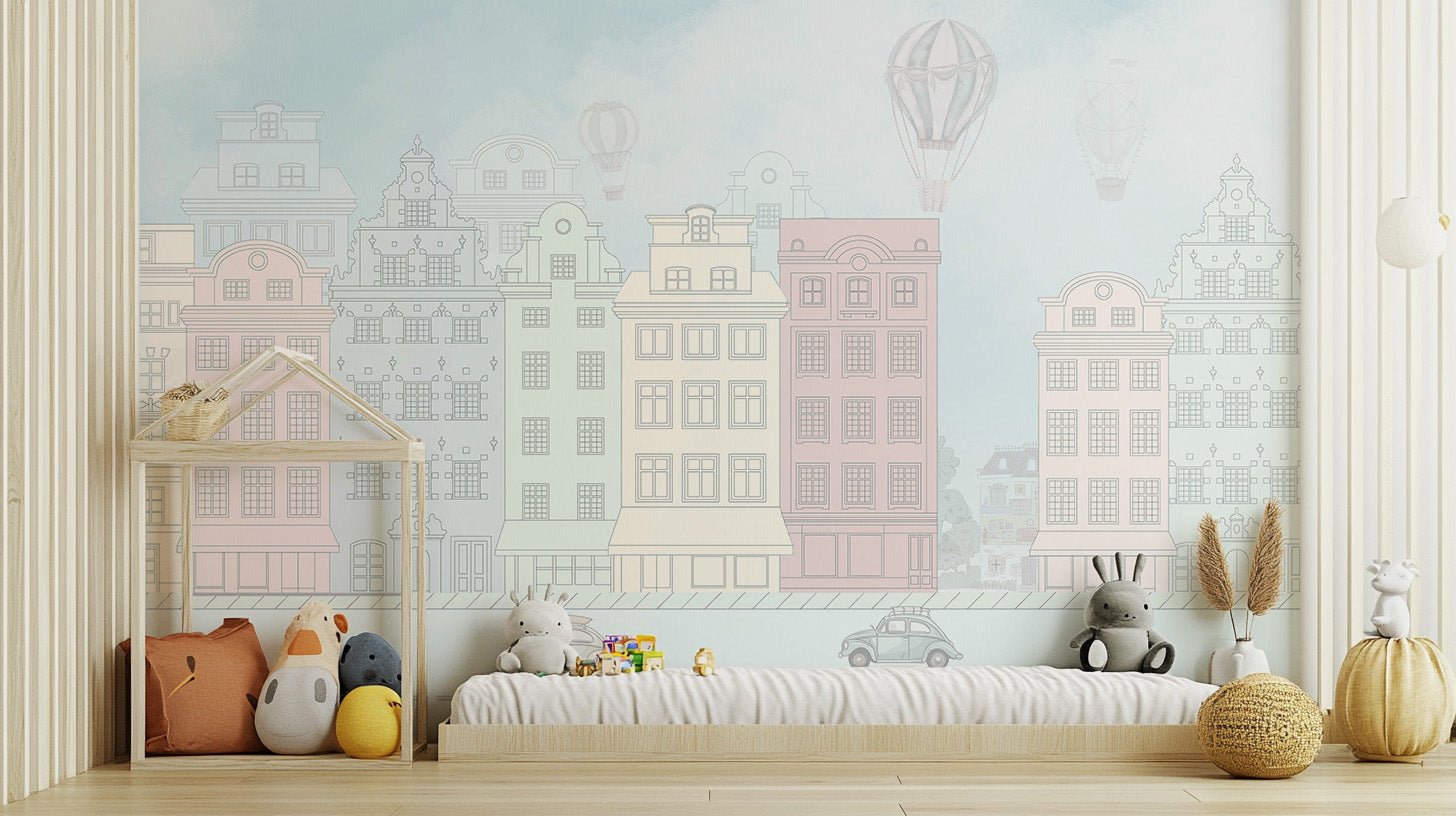 Colorful Cityscape Wall Mural - Wallanza
