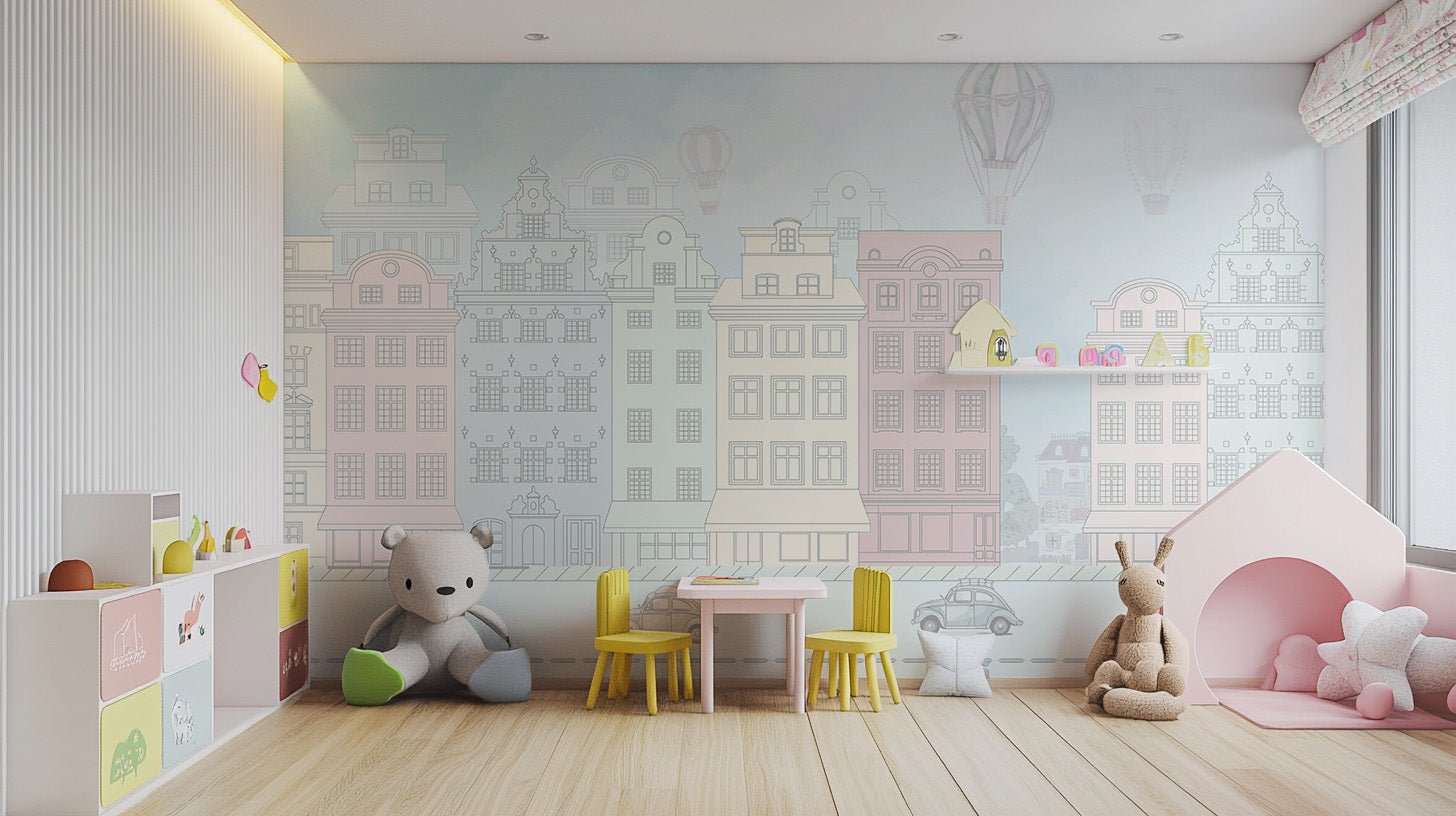 Colorful Cityscape Wall Mural - Wallanza