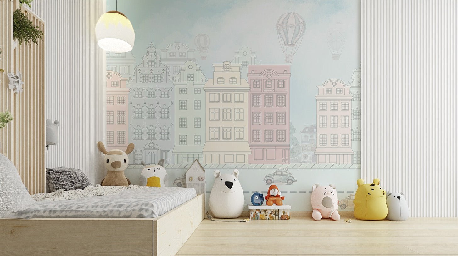 Colorful Cityscape Wall Mural - Wallanza
