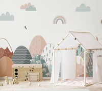 Playful mural with climbing elements for kids' colorful spaces.
