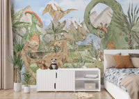 Colorful Dino Friends Wallpaper Mural - Wallanza