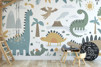 Dinosaur wall mural for kids' imaginations
