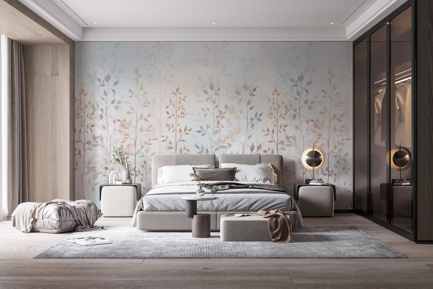 Colorful Long Grass Wall Mural for Fresh Bedroom Spaces
