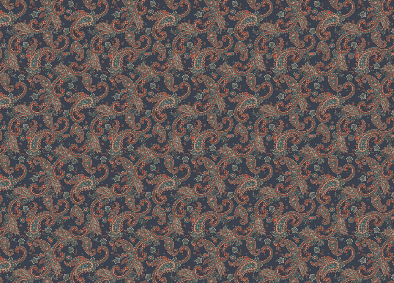 Colorful Kalamkari Seamless Pattern Paisley Wallpaper
