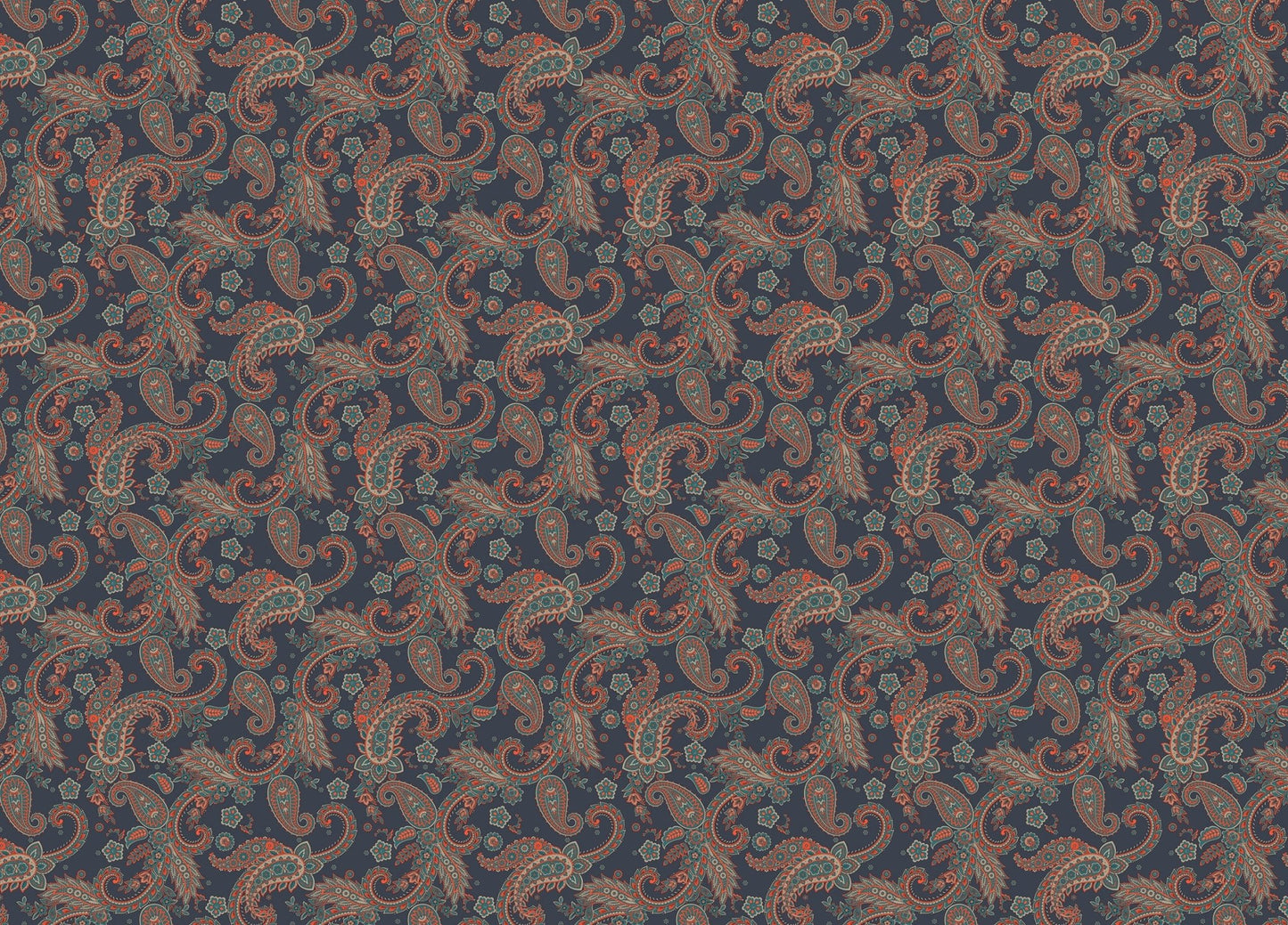 Colorful Kalamkari Seamless Pattern Paisley Wallpaper with repetitive botanical graphics