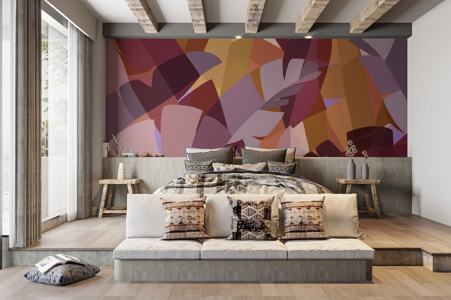 Colorful Leaves Abstract Wallpaper Mural - Wallanza