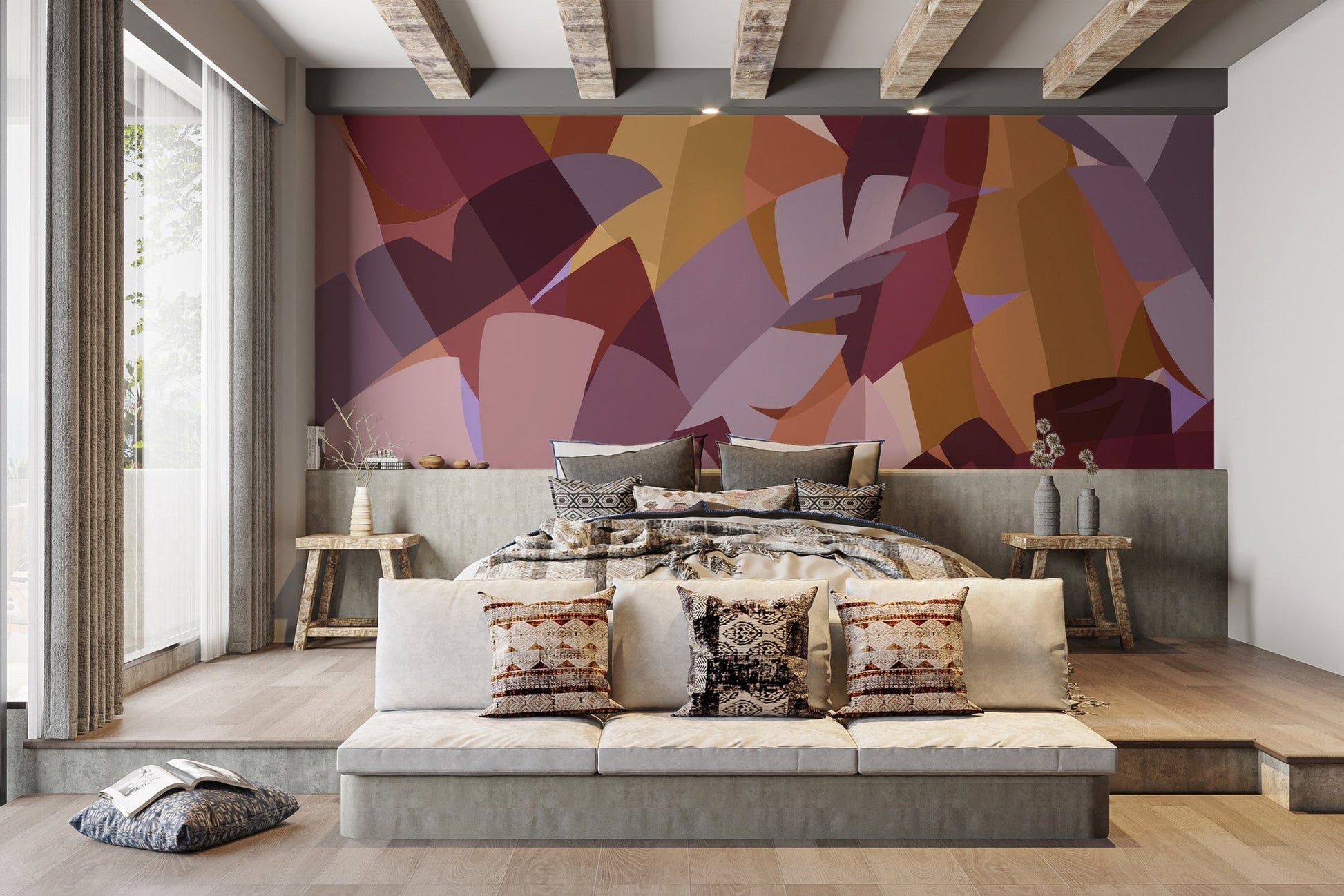 Colorful Leaves Abstract Wallpaper Mural - Wallanza