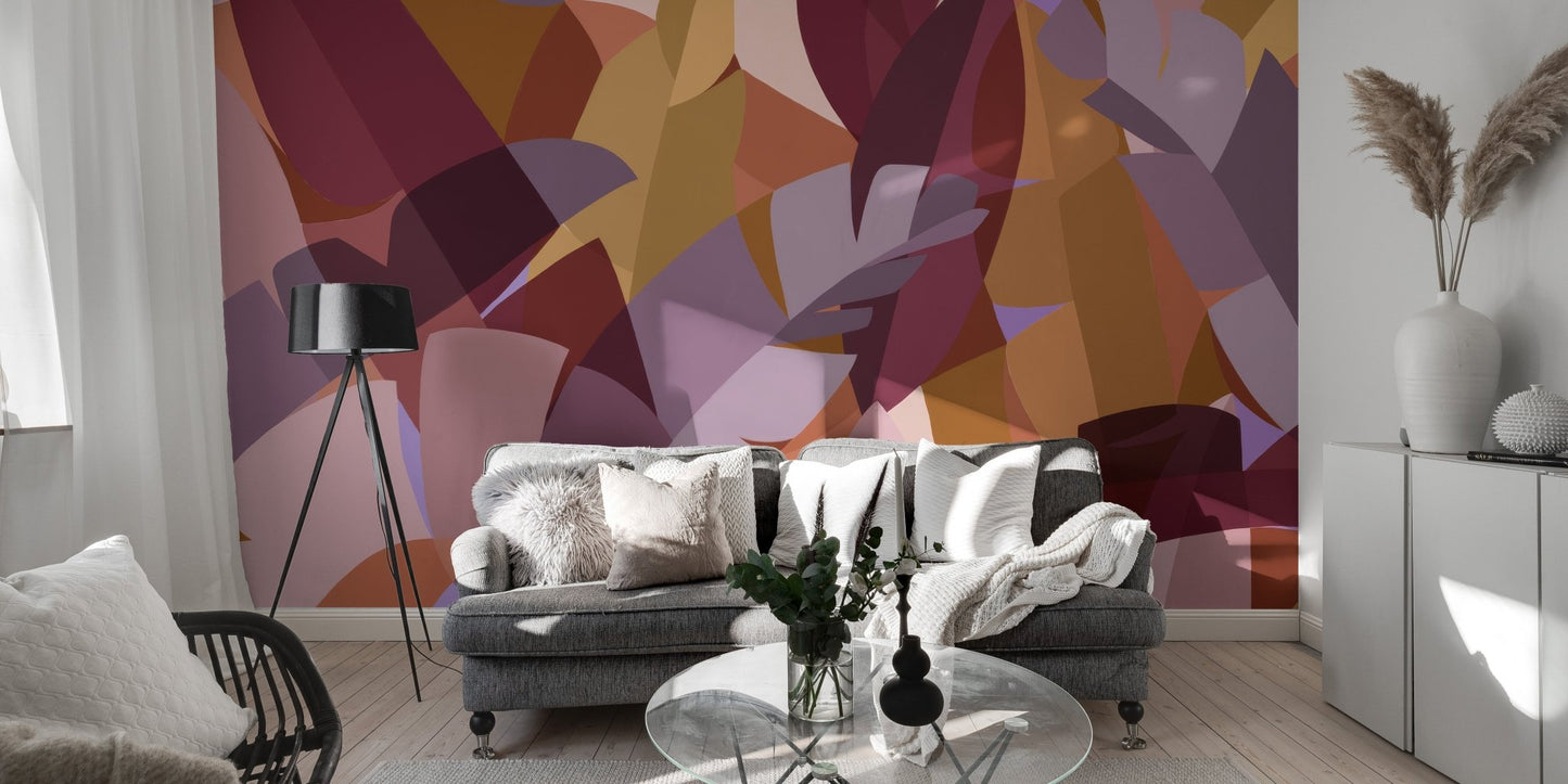 Colorful Leaves Abstract Wallpaper Mural - Wallanza