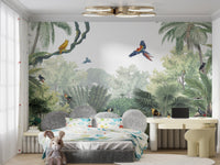 Colorful Parrots Jungle Wall Mural - Wallanza
