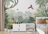 Colorful Parrots Jungle Wall Mural - Wallanza