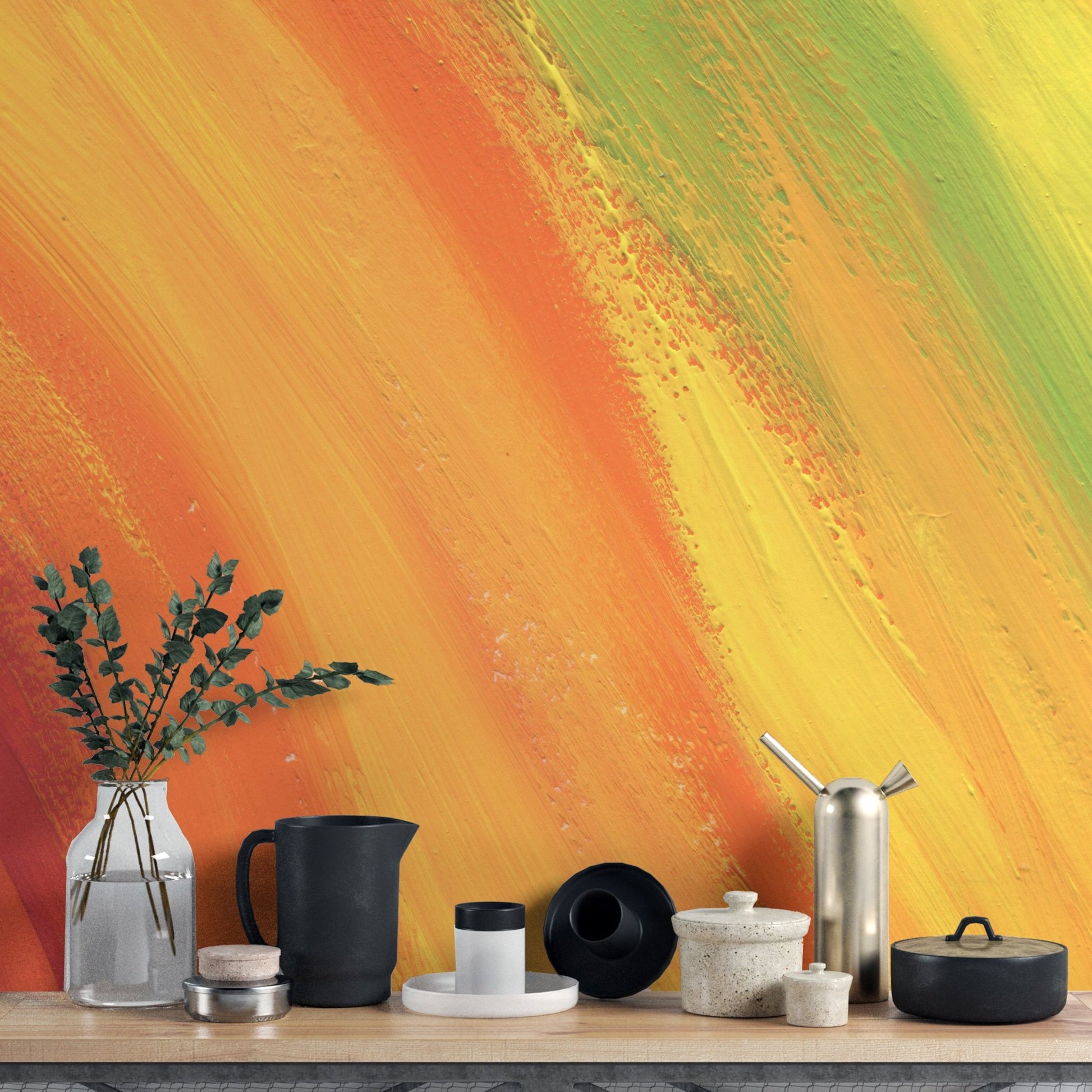 Rainbow Wall Mural for Fun and Cheerful kitchen counter.