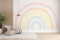 Matte finish colorful rainbow wallpaper mural for contemporary interior styling.