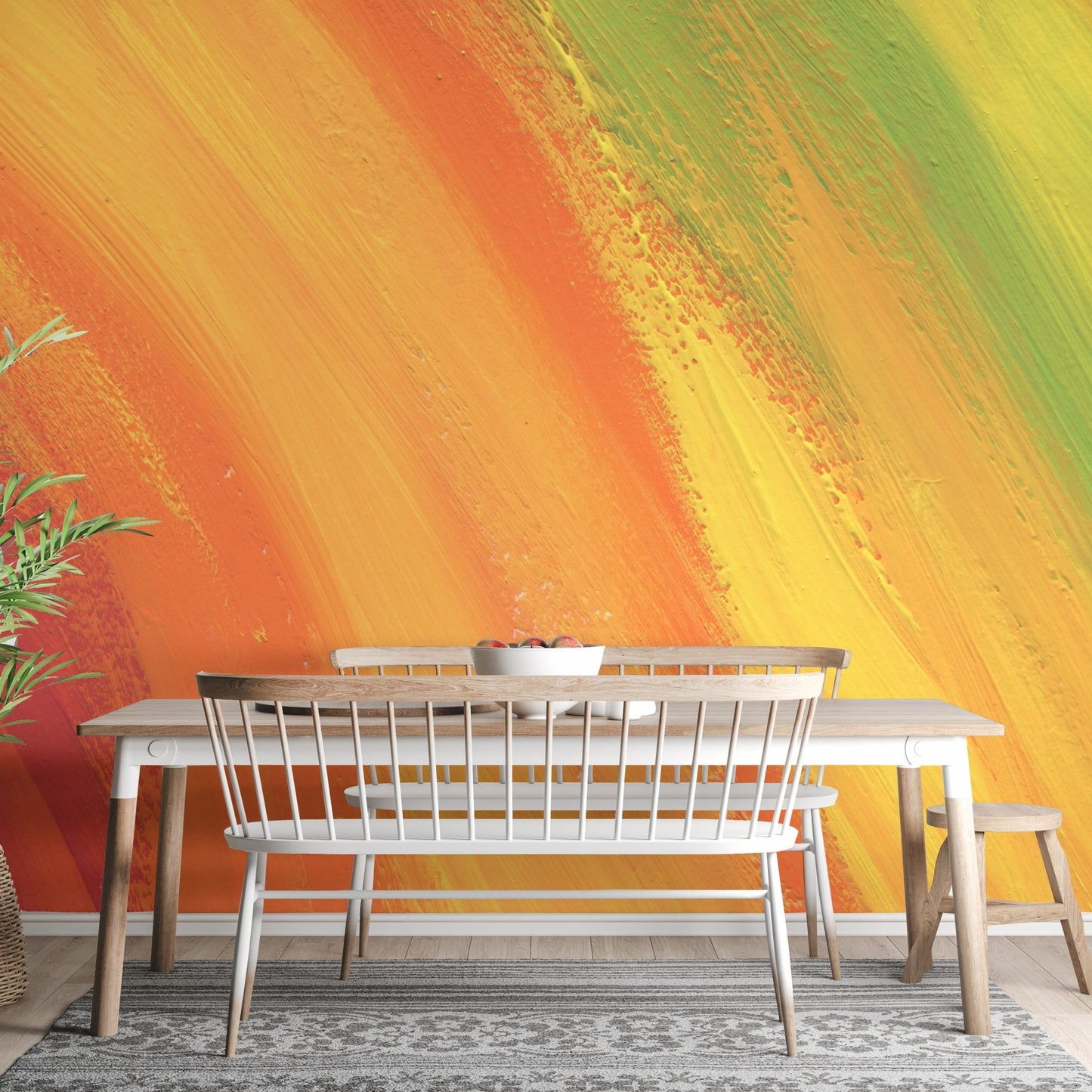 Vibrant Colorful Rainbow Mural for dining rooms.