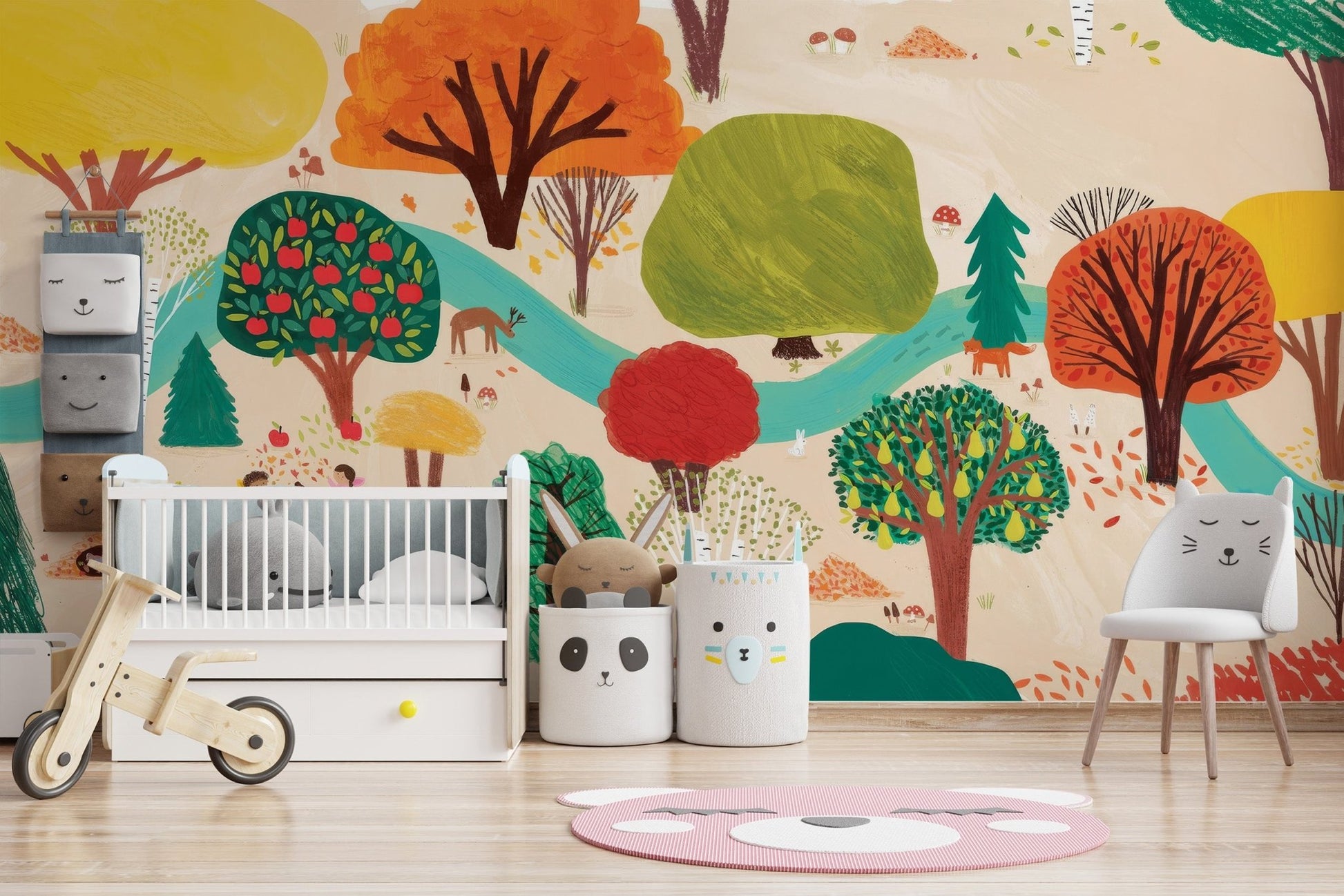 Scenic forest wallpaper depicting a peaceful walk through the timber.