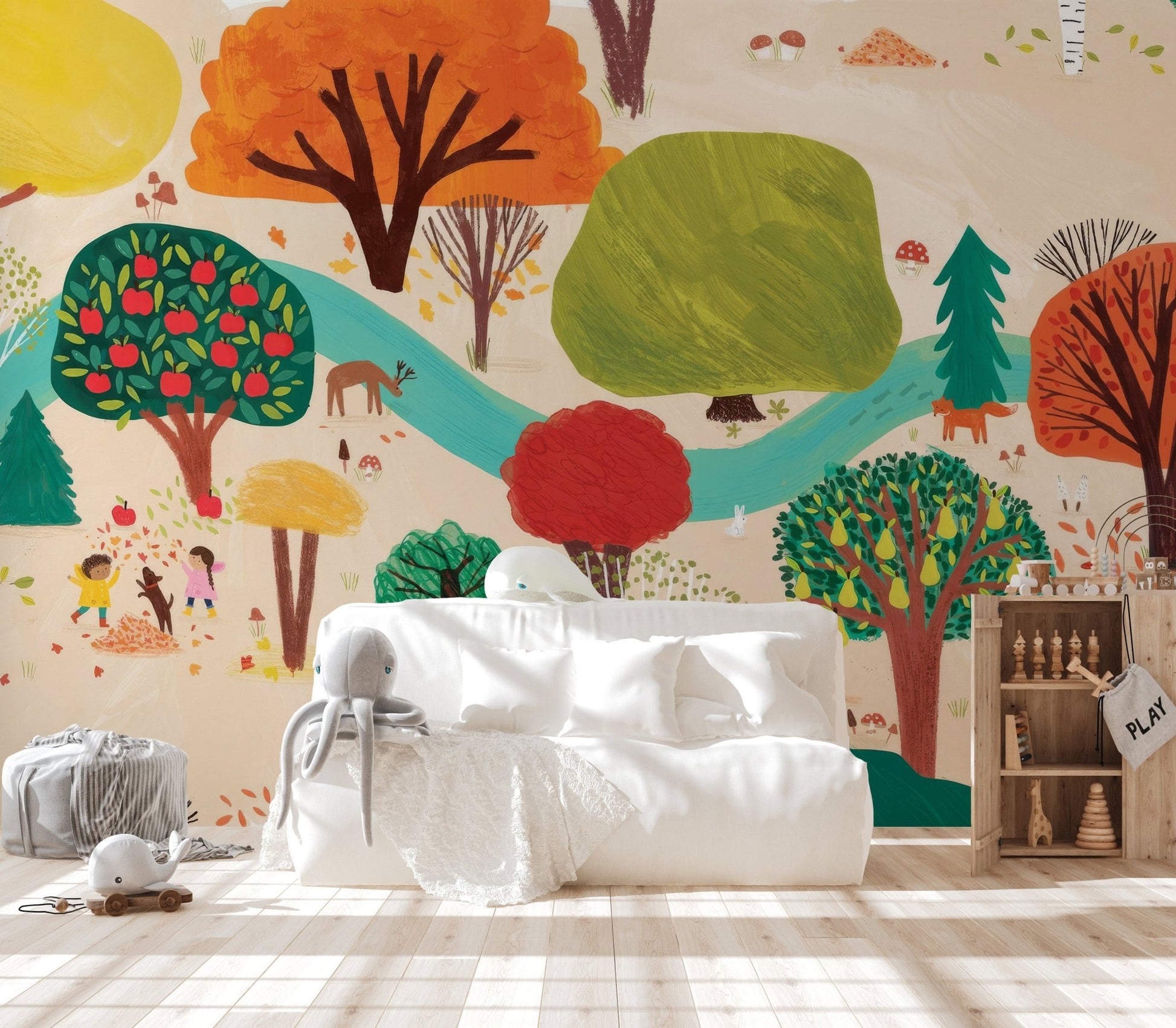 Vibrant tree wallpaper to create a captivating focal point on any wall.