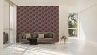 Colorful Tropical Flower Peel and Stick Wallpaper on a feature wall in a living area.