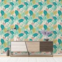 Vibrant botanical wallpaper featuring Tropical Plants Pattern.