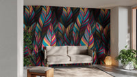 Exotic feather print wallpaper mural look



