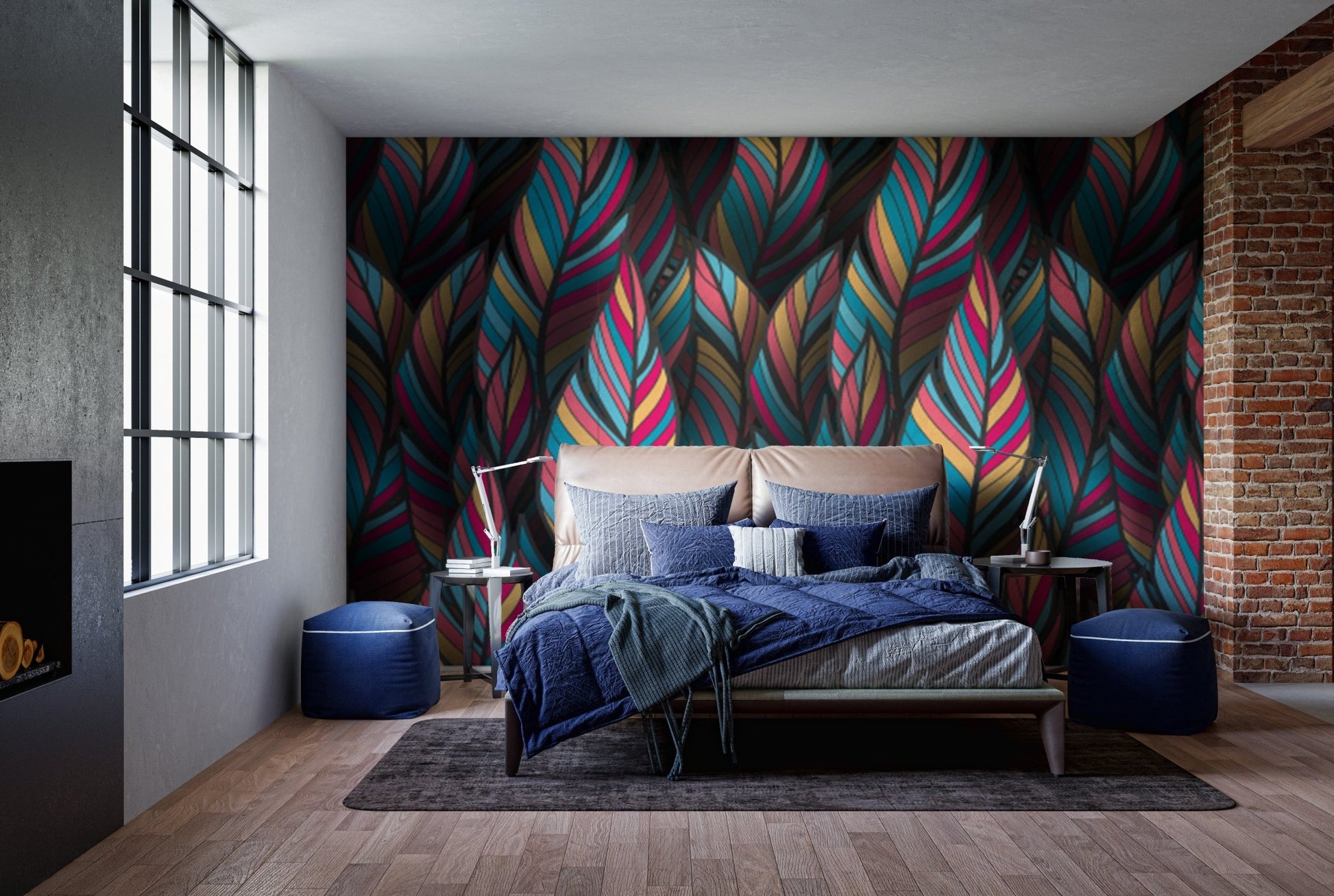 Lush tropical feather wallpaper mural
