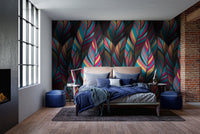 Lush tropical feather wallpaper mural
