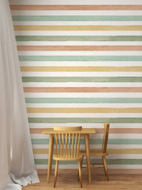 Colorful Watercolor Abstract Striped Wallpaper For Walls in dining nook