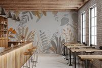Colorful Watercolor Illustration Meadow Grass Wall mural in a cafe.