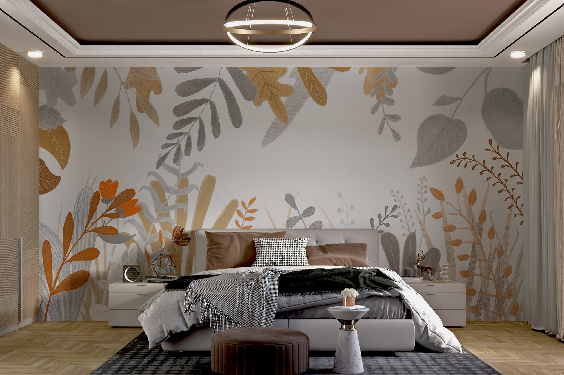 Colorful Watercolor Illustration Meadow Grass Wall mural for a bedroom.
