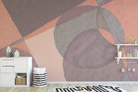 Soft blended color wall mural with abstract curved pattern.