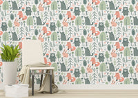 Colorful forest animals wallpaper perfect for kids' rooms