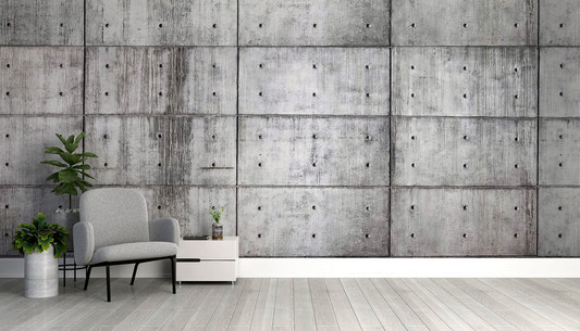 Industrial grey concrete panel wallpaper with realistic textures.