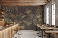 Dark floral wall mural  for modern bar interiors.