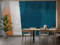 Concrete-style mural for minimalist and urban-inspired dining area walls.
