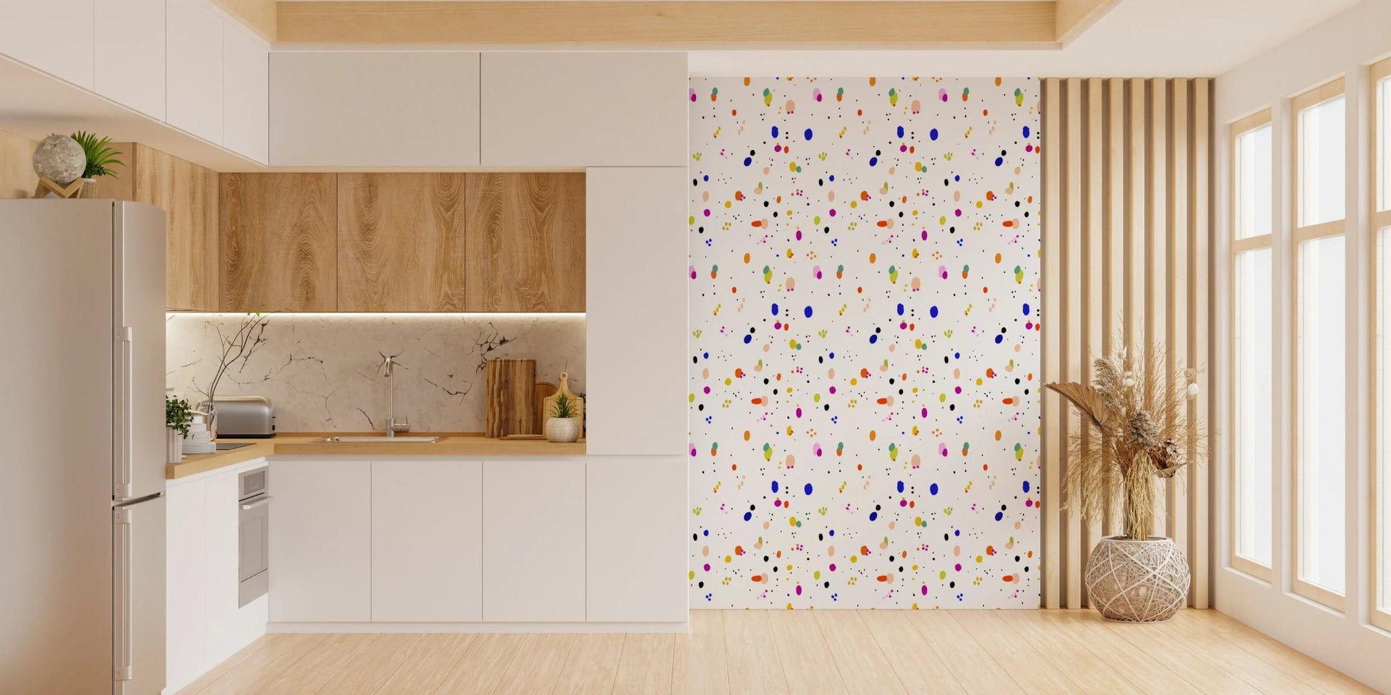 Minimal confetti pattern wallpaper with bright accents