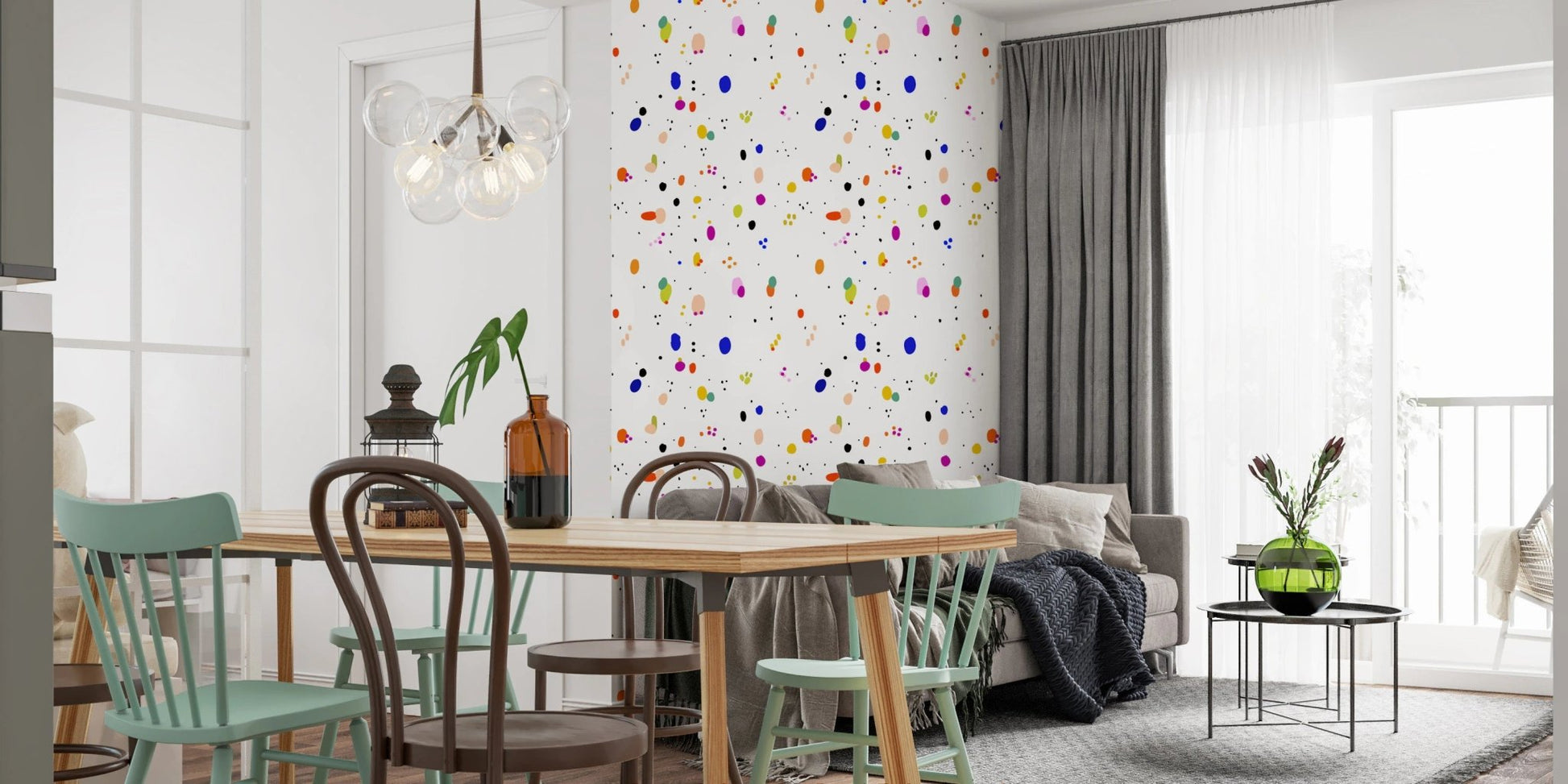 Modern confetti pattern wallpaper for interior walls