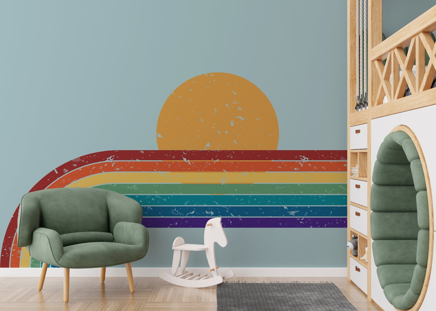 Multicolored mural with a modern aesthetic



