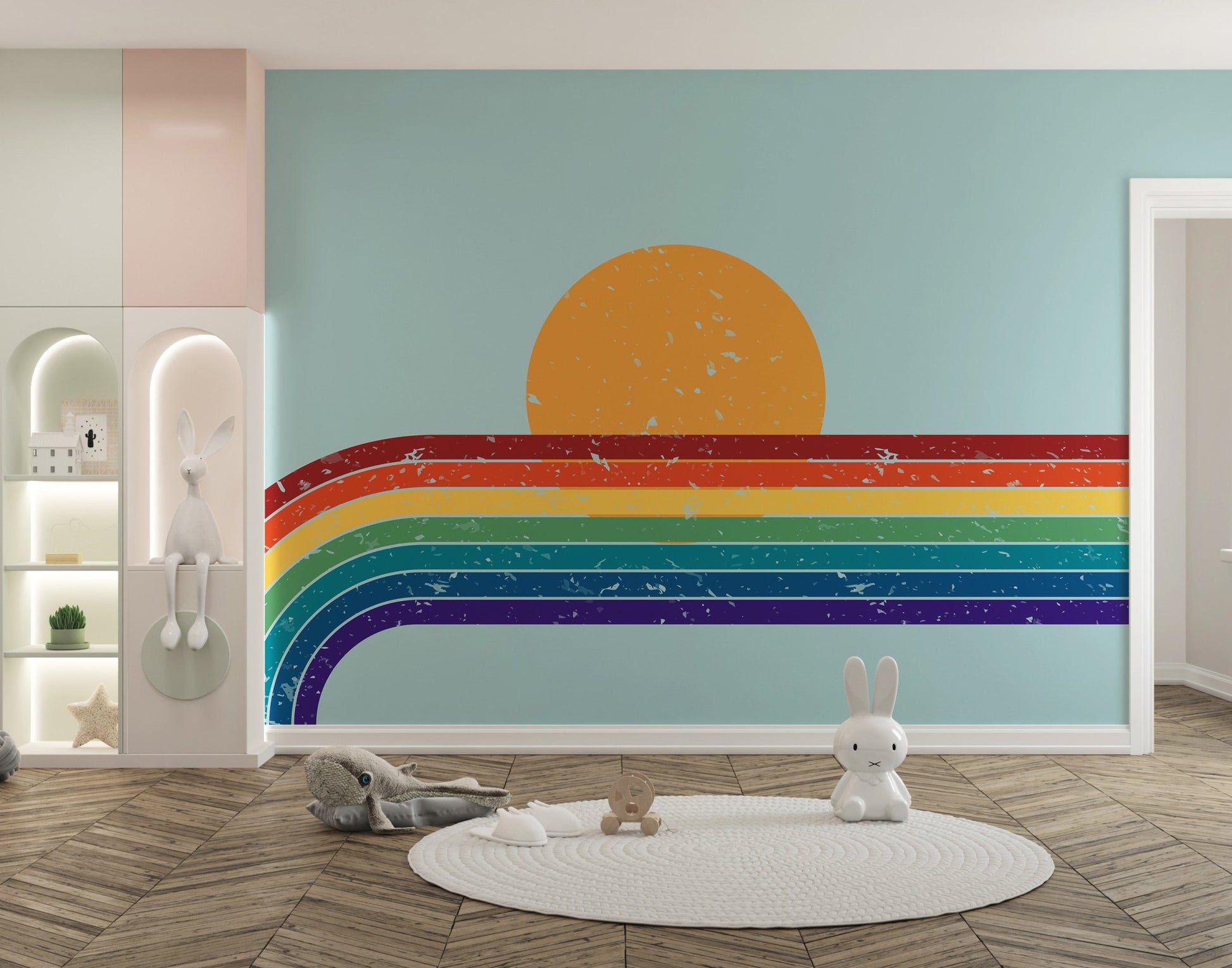 Modern wallpaper mural with bright hues
