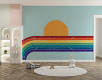 Modern wallpaper mural with bright hues
