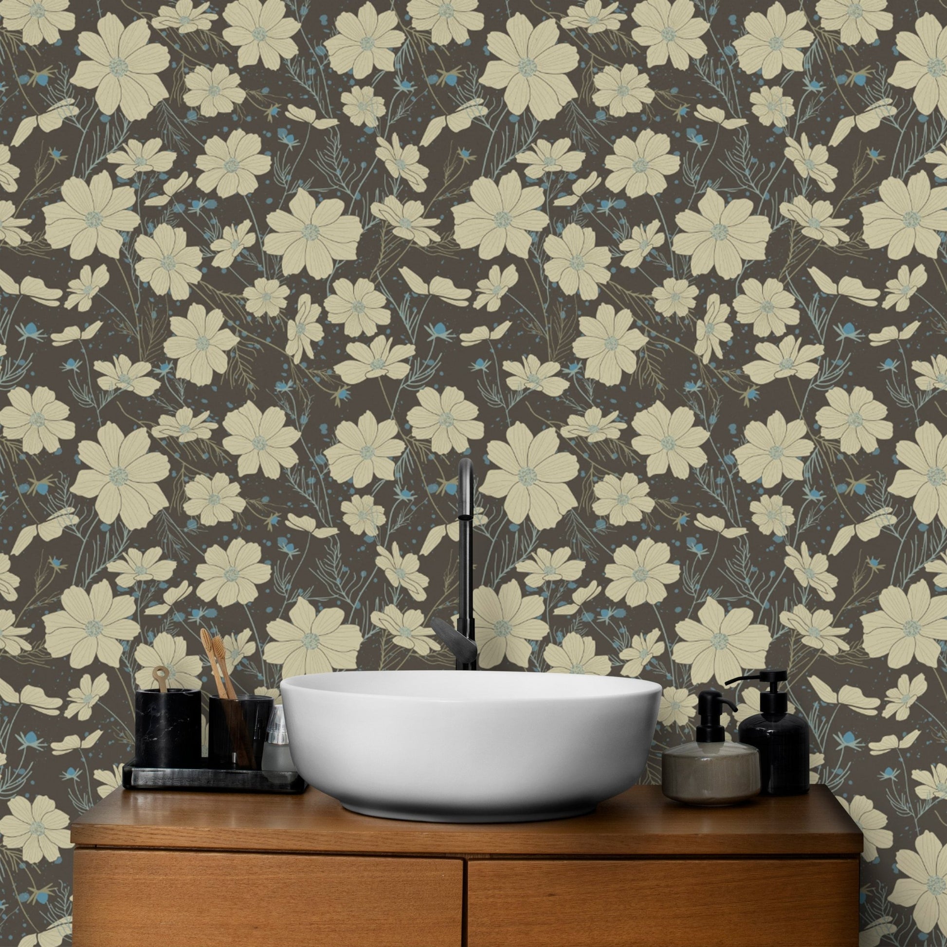 Seamless flower pattern wallpaper for a classic interior look.
