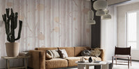 Cream-Colored Forest Mural in a minimalist sitting area.