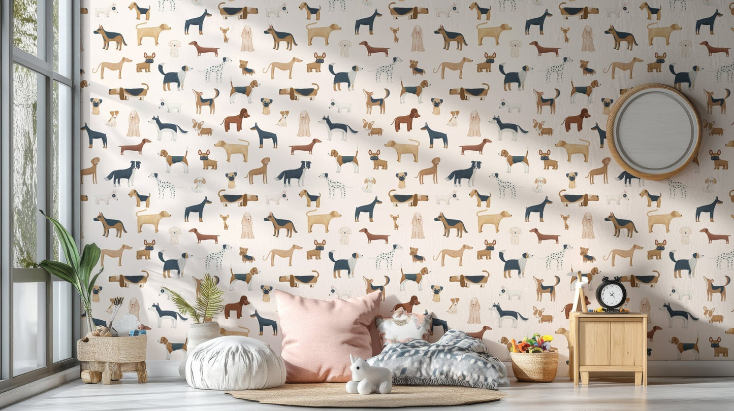 Cream Dogs Breed Pattern Wallpaper - Wallanza