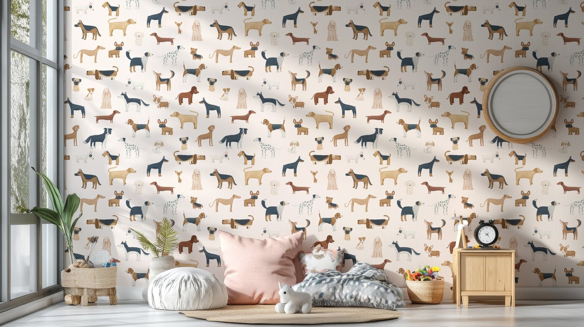 Cream Dogs Breed Pattern Wallpaper - Wallanza