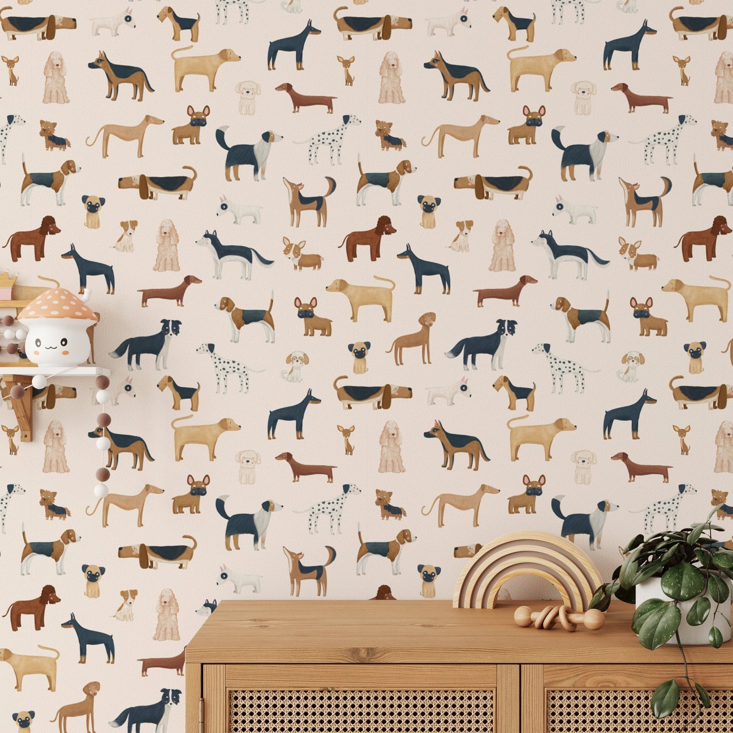 Cream Dogs Breed Pattern Wallpaper - Wallanza