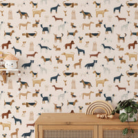 Cream Dogs Breed Pattern Wallpaper - Wallanza