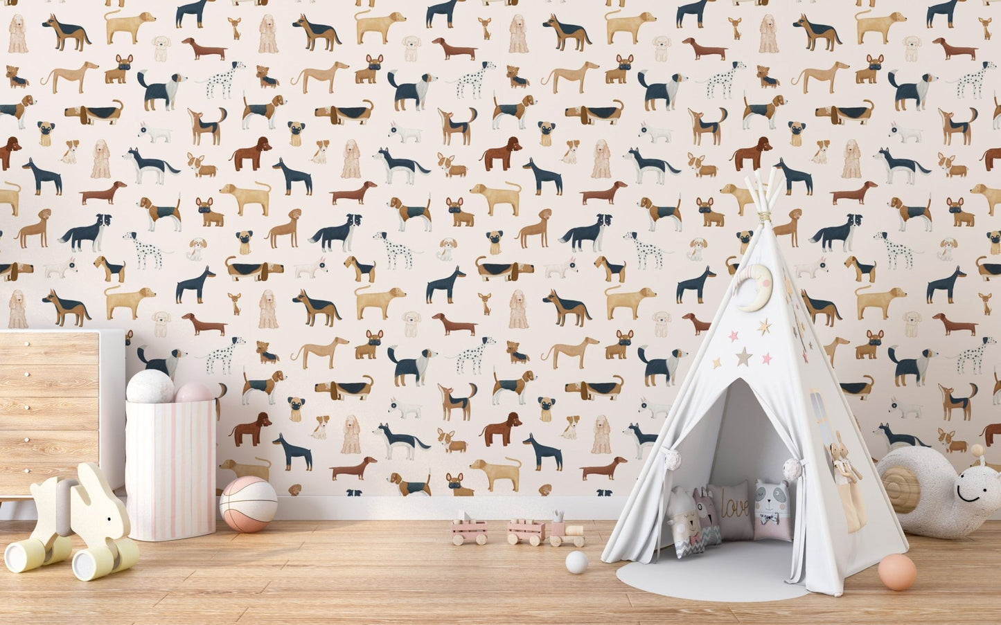 Cream Dogs Breed Pattern Wallpaper - Wallanza