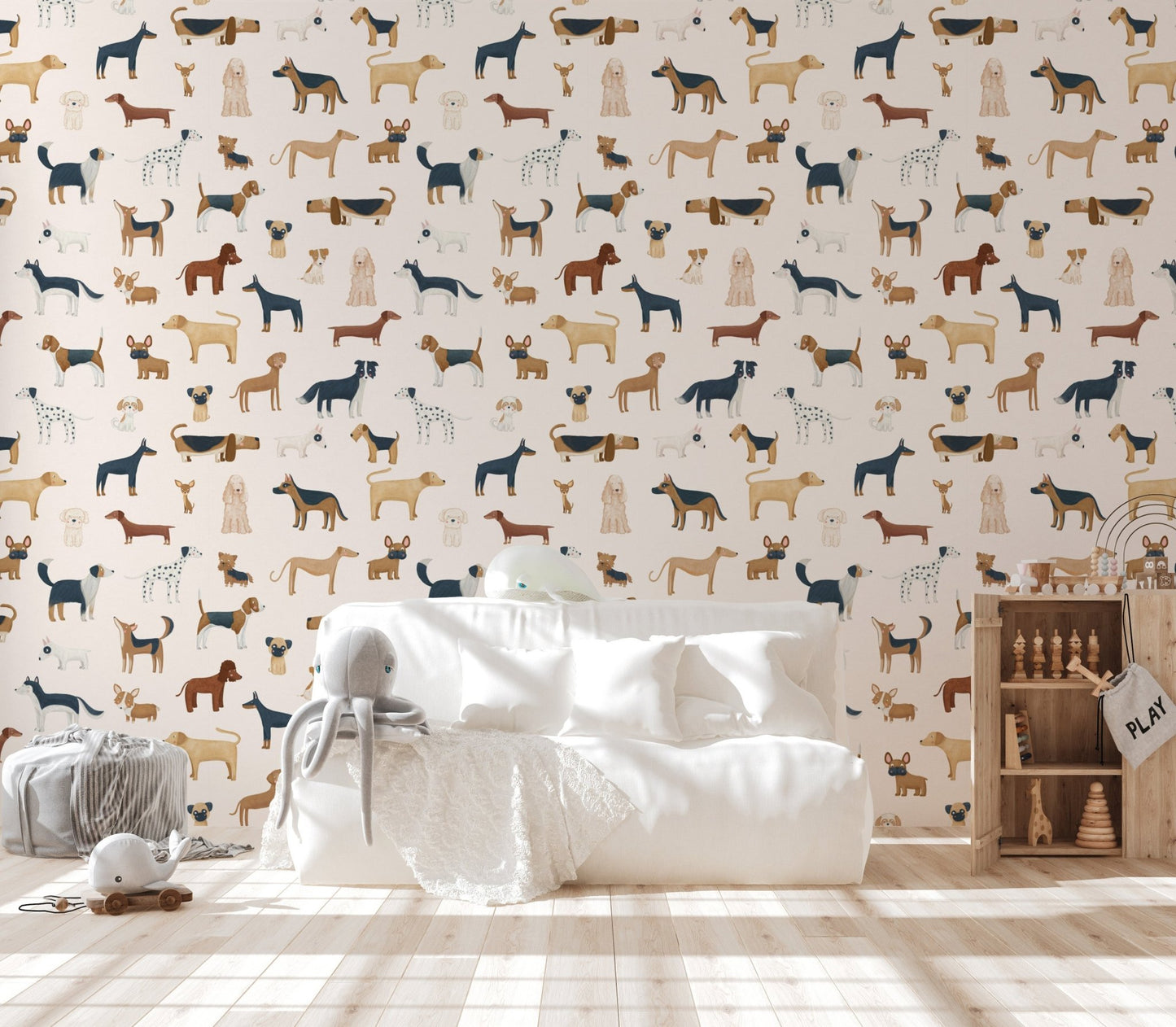 Cream Dogs Breed Pattern Wallpaper - Wallanza
