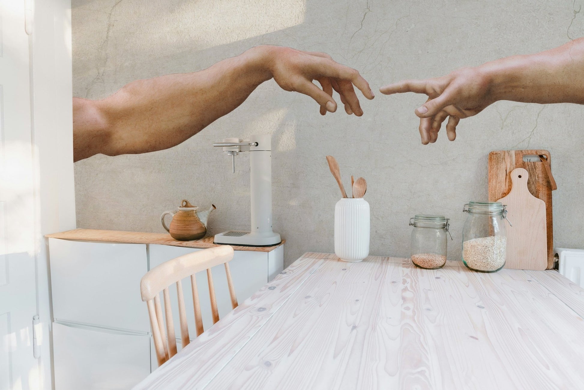 Creation of adam wallpaper featuring iconic gesture details.